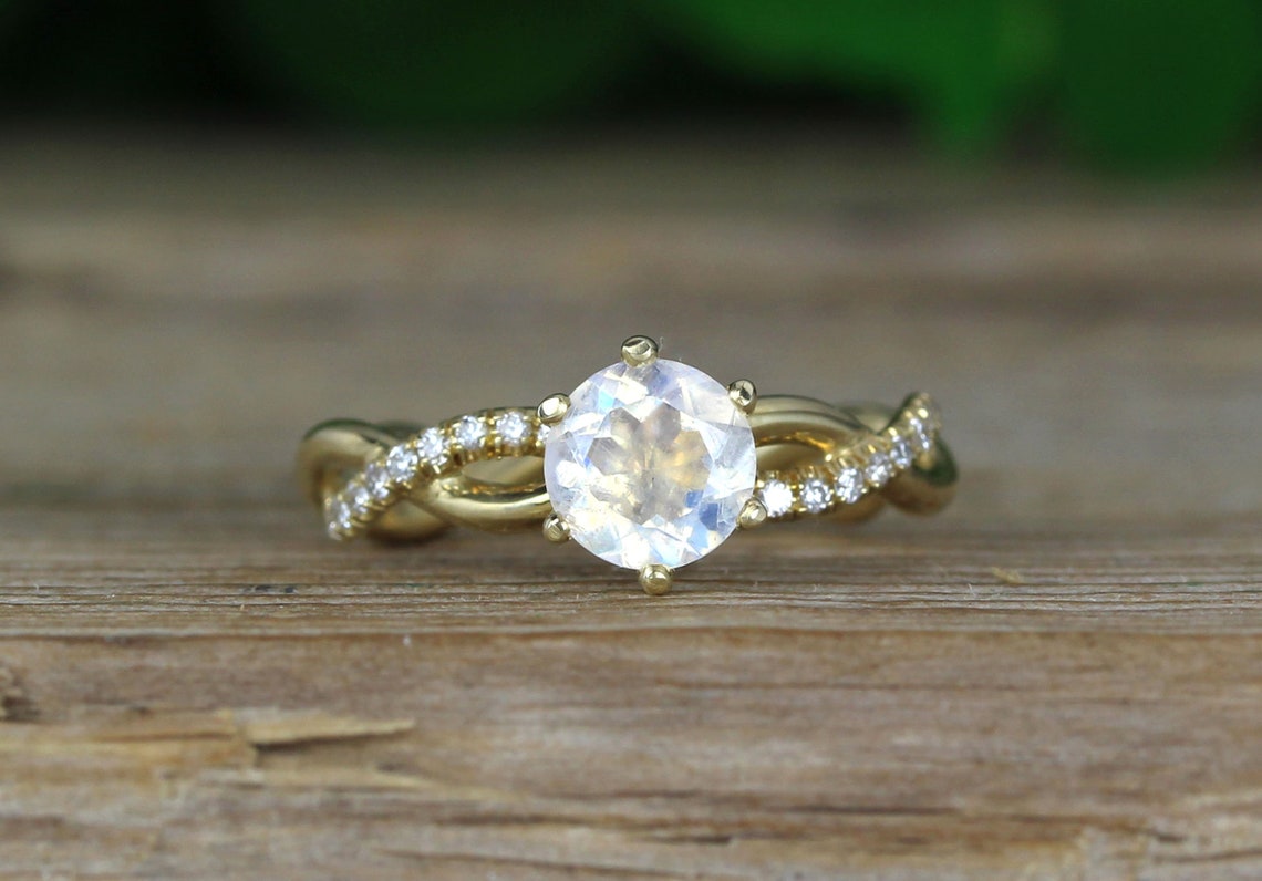 Moonstone Infinity Knot Engagement Ring Twisted Rope Conflict Etsy