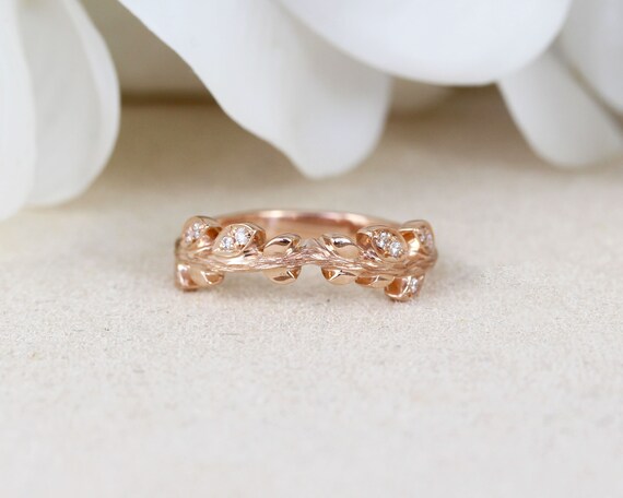 Gold leaf ring band best sale