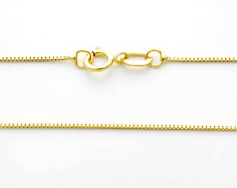 14k solid gold &#39;BOX&#39; chain - Yellow gold - Approx. width: 0.6mm - Venezia chain