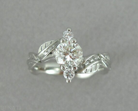 Platin 1 Carat Diamond Leaf Engagement Ring Leaves Engagement