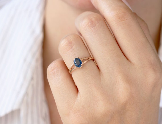 Blue sapphire and discount rose gold ring