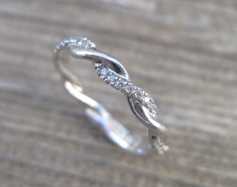 Diamond Infinity Knot Ring, Infinity Ring Diamond Wedding Ring, Infinity Wedding Band, Diamond Infinity Ring, Braided Diamond Wedding Band image 5