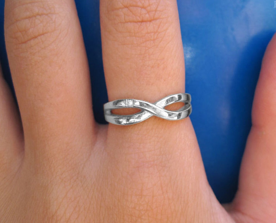 White Gold Infinity Knot Ring Infinity Ring With Diamond Etsy