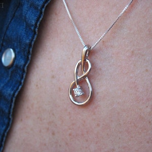 Infinity Knot Diamond Necklace Diamond Infinity Pendant White Gold Infinity Pendant Unique Designer Endless Loop Necklace Christmas Gift