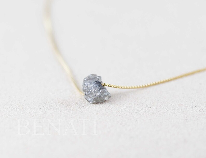 Raw Rough Diamond Necklace Diamond Pendant Delicate Simple Etsy