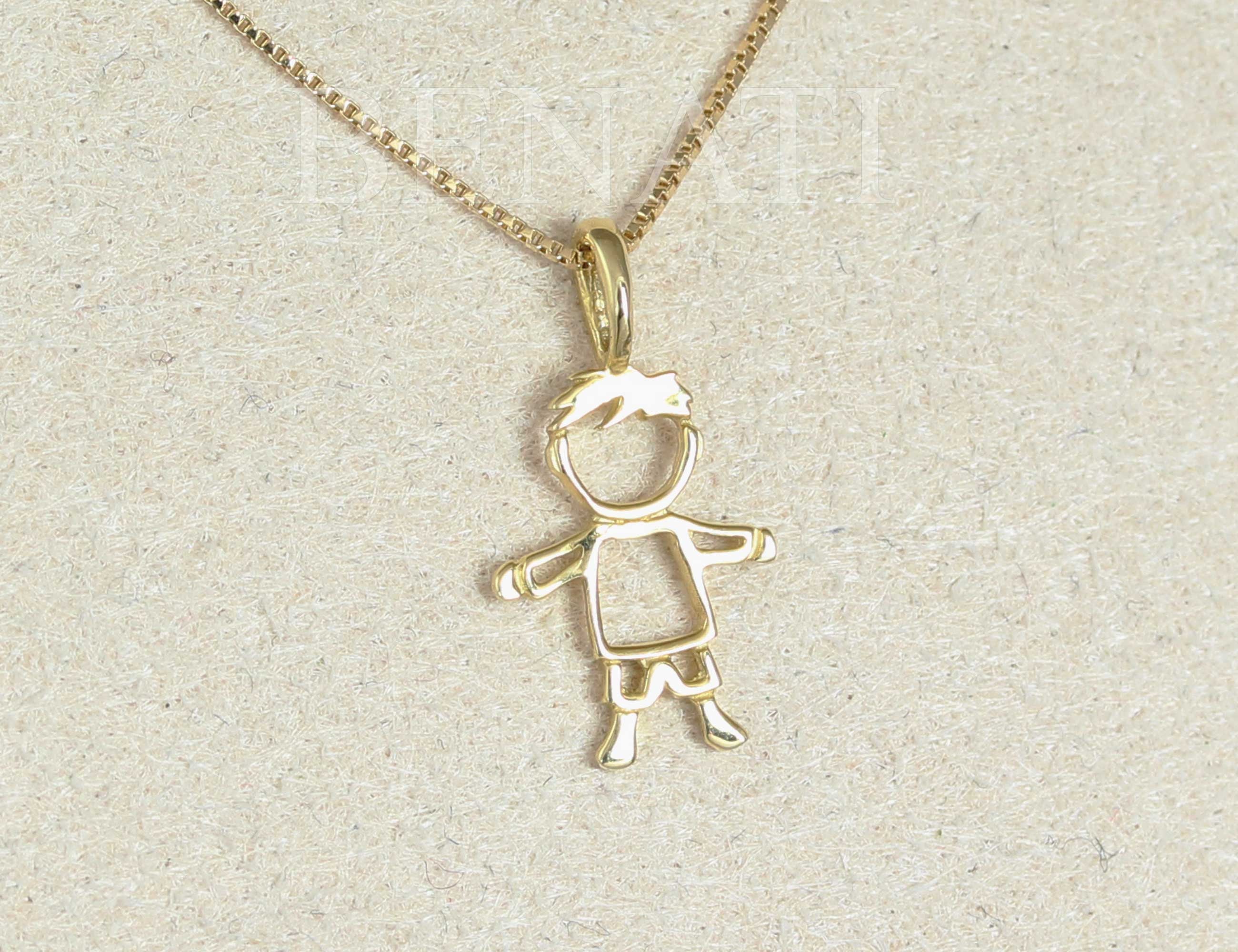 Gold Boy Baby pendant, Child Pendant | Benati