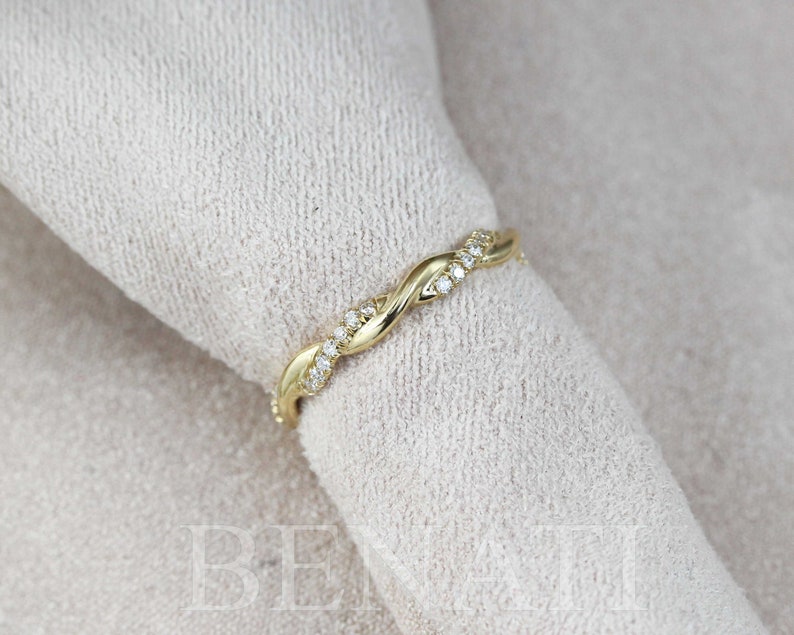 Diamond Infinity Knot Ring, Infinity Ring Diamond Wedding Ring, Infinity Wedding Band, Diamond Infinity Ring, Braided Diamond Wedding Band image 3