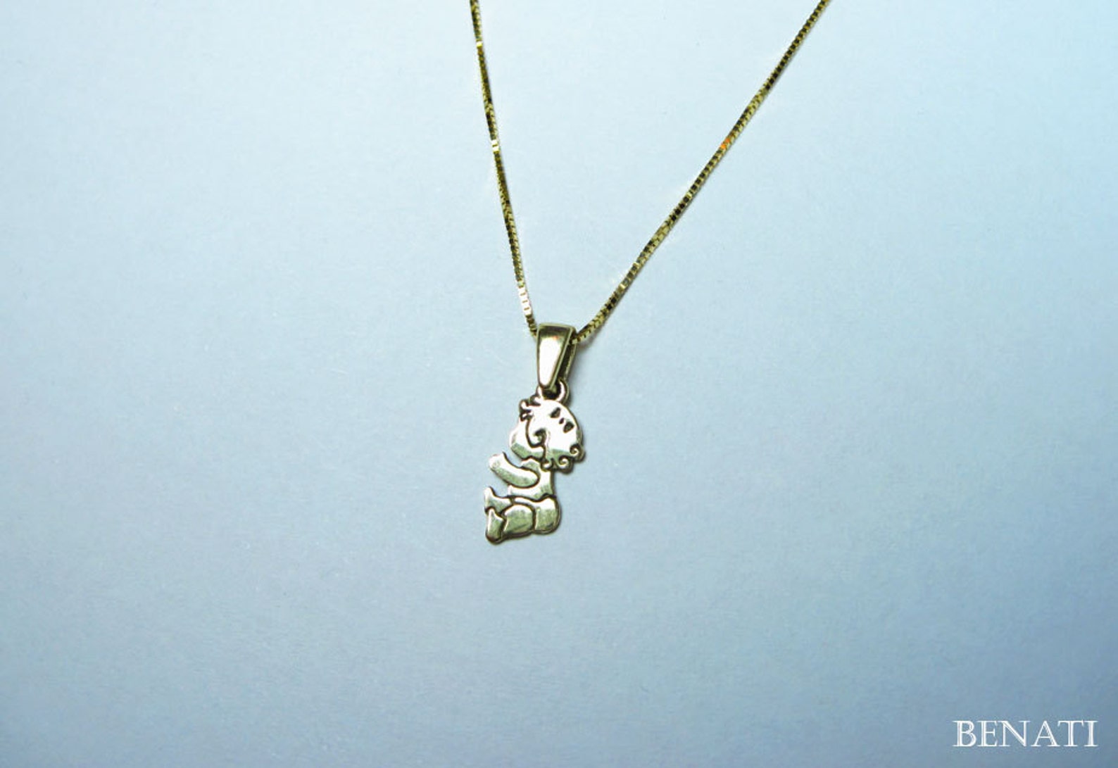 Adorable baby girl pendant In solid 14k 585 yellow gold Etsy