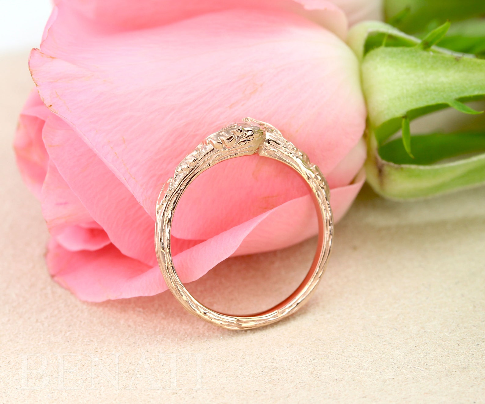 READY TO SHIP Rose Gold Leaf Ring With Moonstone Gemstone Etsy