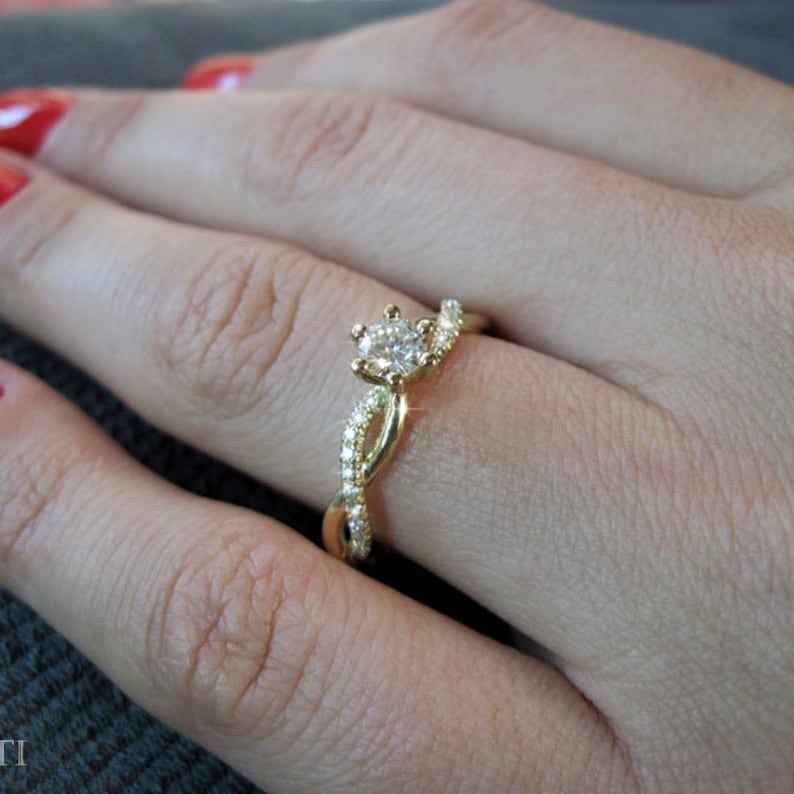 Diamond Infinity Love Engagement Ring, Infinity Engagement Ring, Braided Rope Diamond Engagement Ring, Infinity Yellow Gold Engagement Ring image 7