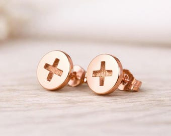 14k Gold Phillips Screw Stud Earrings: Industrial Style