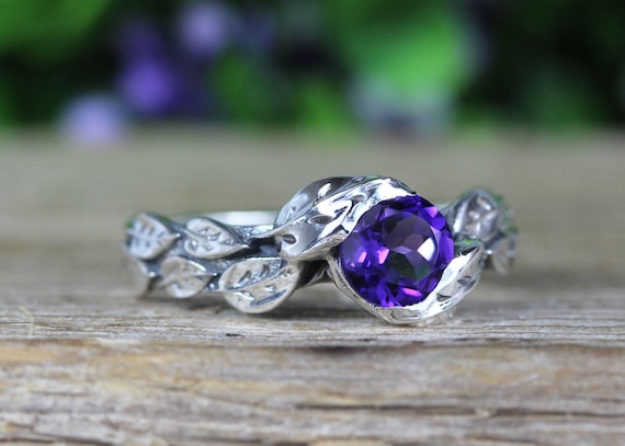 Etsy amethyst deals ring