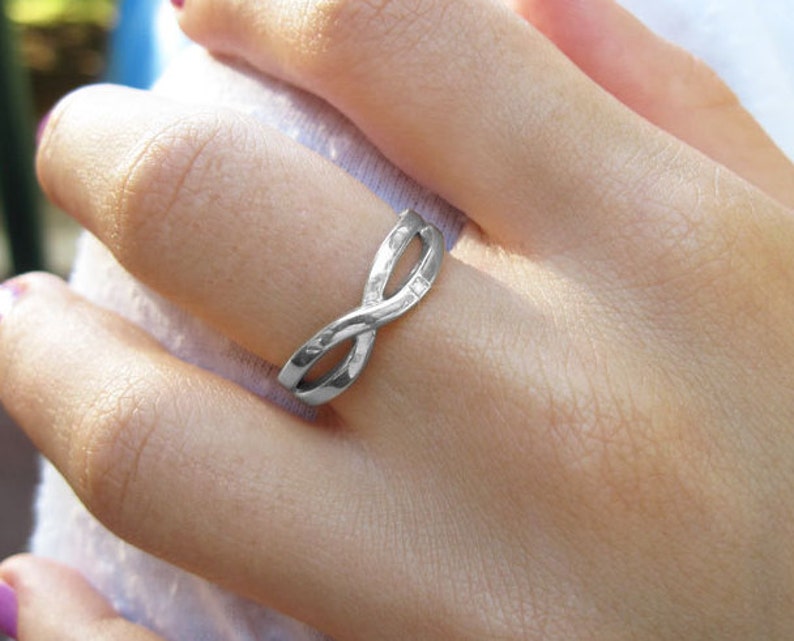 Infinity promise ring Infinity knot diamond wedding ring Diamond infinity ring Infinity ring with diamond White gold infinity knot ring