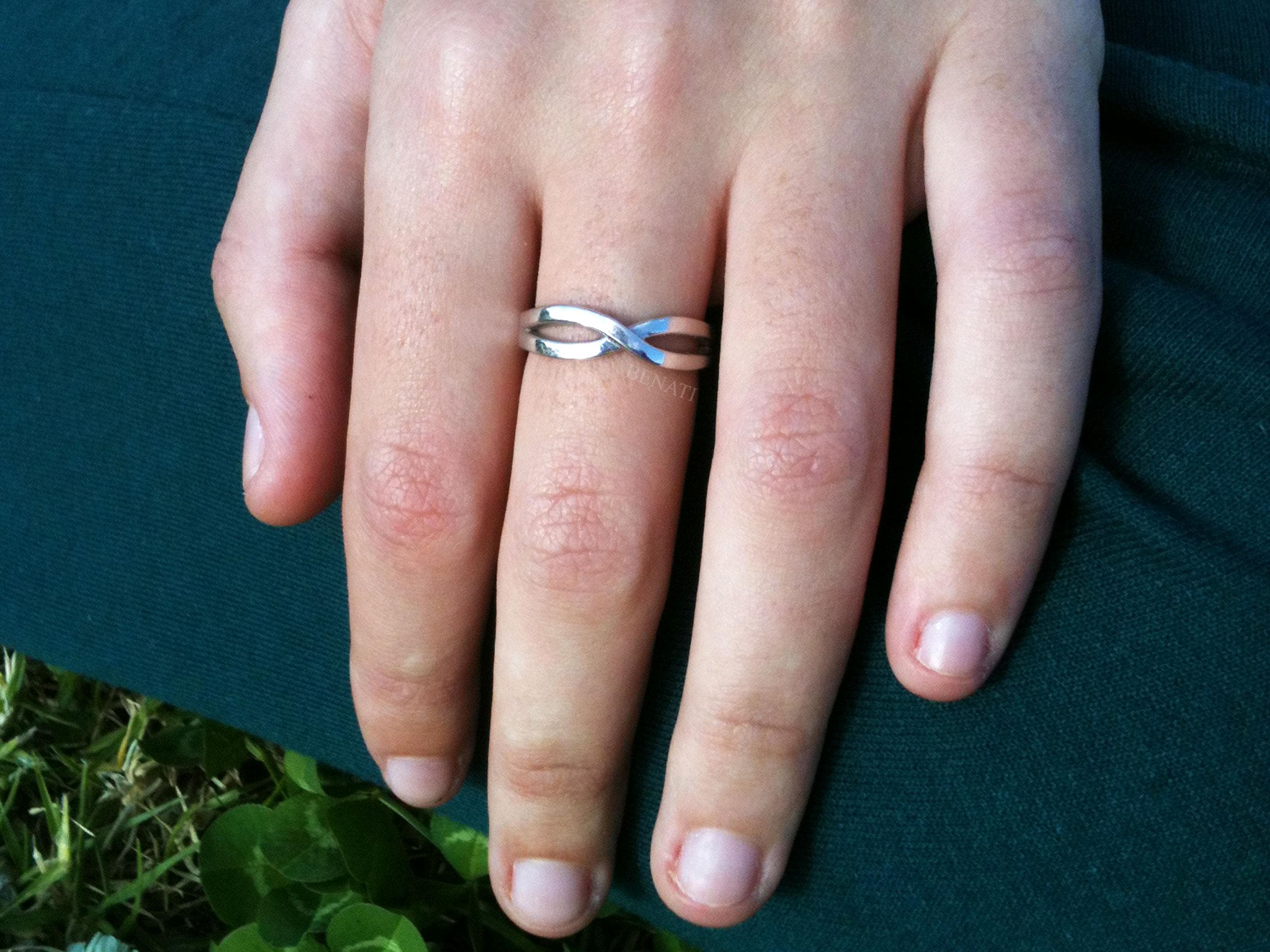 Polished 14k White Gold Infinity Ring - Size 4.5 Eternal Symbol Band