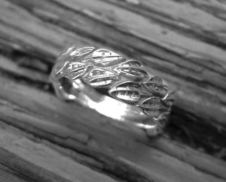 Leaf Wedding Ring Leaf Ring White Gold Leaves Wedding Band Etsy