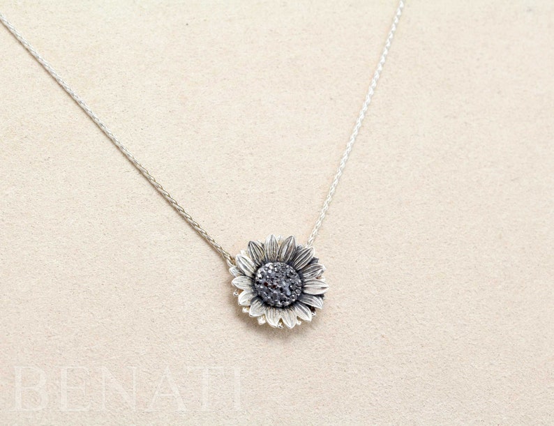 Benati Nature Jewelry Mothers Day Gift Nature Lover Gift Flower Charm Necklace Sunflower Pendant Necklace For Women Sunflower Jewelry