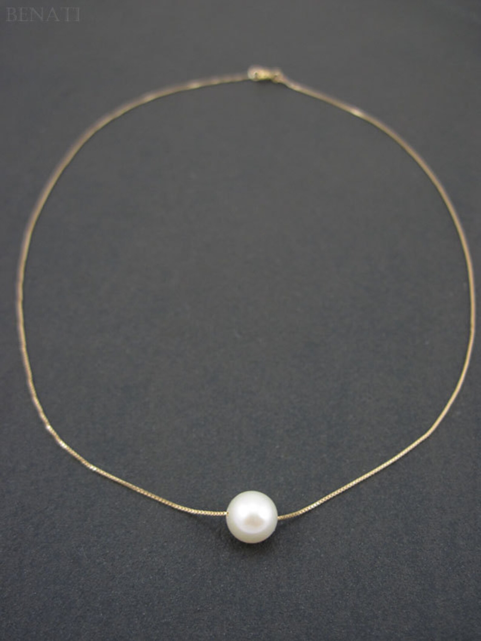 Single Pearl Gold Necklace Pearl Gold Necklace Floating - Etsy