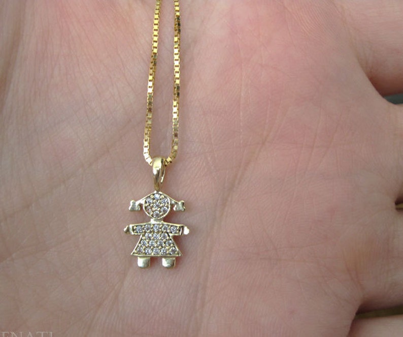 Gold Girl Baby Pendant Child Pendant 14k Solid Yellow Gold Etsy