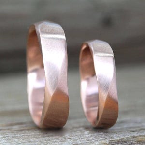 Matching solid gold wedding bands, Ring set, Band set, Mobius wedding rings set, Twisted wedding bands