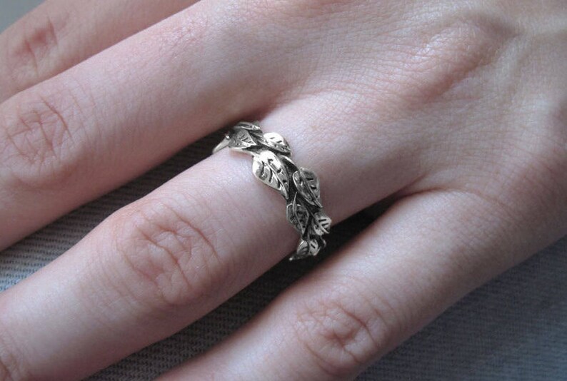 White Gold Leaf Wedding Band Leaves Wedding Ring Gold Leaf Etsy