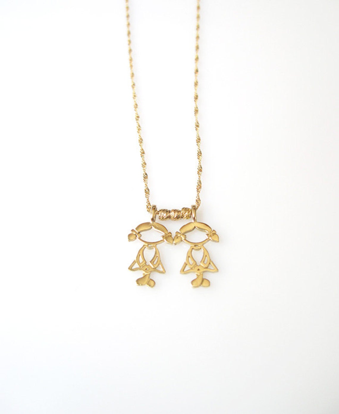 Gold Girl Pendant 14k Gold Child Pendantnew Baby Necklace Etsy