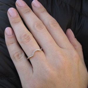 Diamond Wave Wedding Band: 14k Gold Matching Ring Set image 5