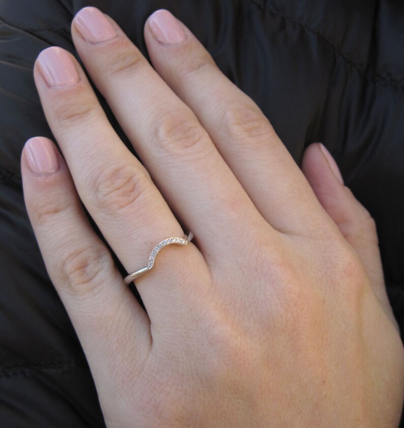 Diamond Wave Wedding Band: 14k Gold Matching Ring Set image 5