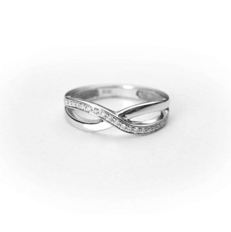 Diamond Infinity Ring, Infinity Knot Diamond Ring, White Gold Infinity Knot Ring With Diamonds, Infinity Band, Promise Ring Christmas Gift image 5