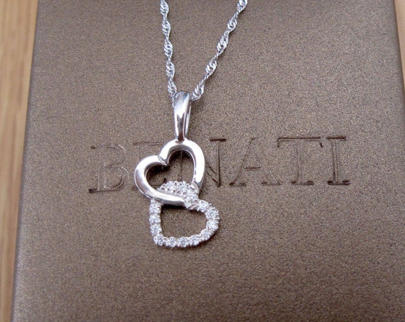 Double Heart Diamond Necklace 1/8 Carat tw 10K Rose Gold 18