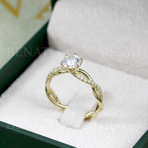 Diamond Infinity Love Engagement Ring, Infinity Engagement Ring, Braided Rope Diamond Engagement Ring, Infinity Yellow Gold Engagement Ring image 2