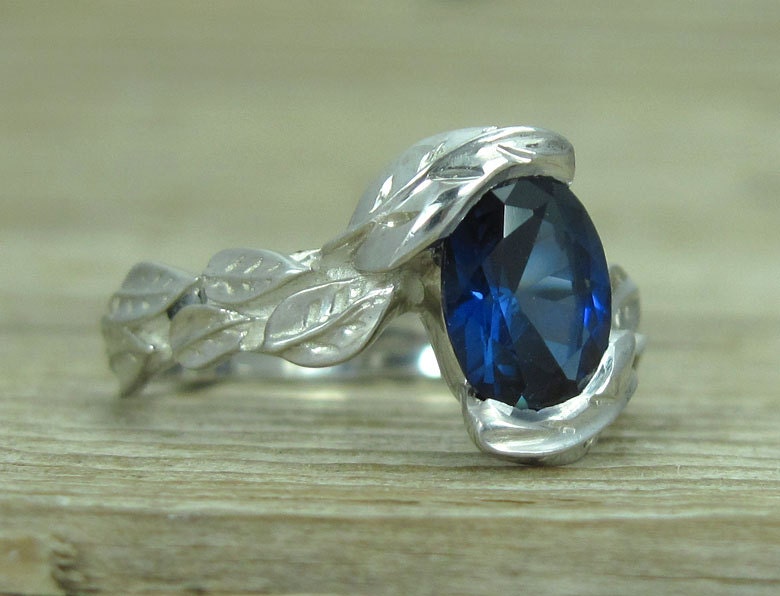 Oval Sapphire Engagement Ring Oval Engagement Ring White - Etsy Israel
