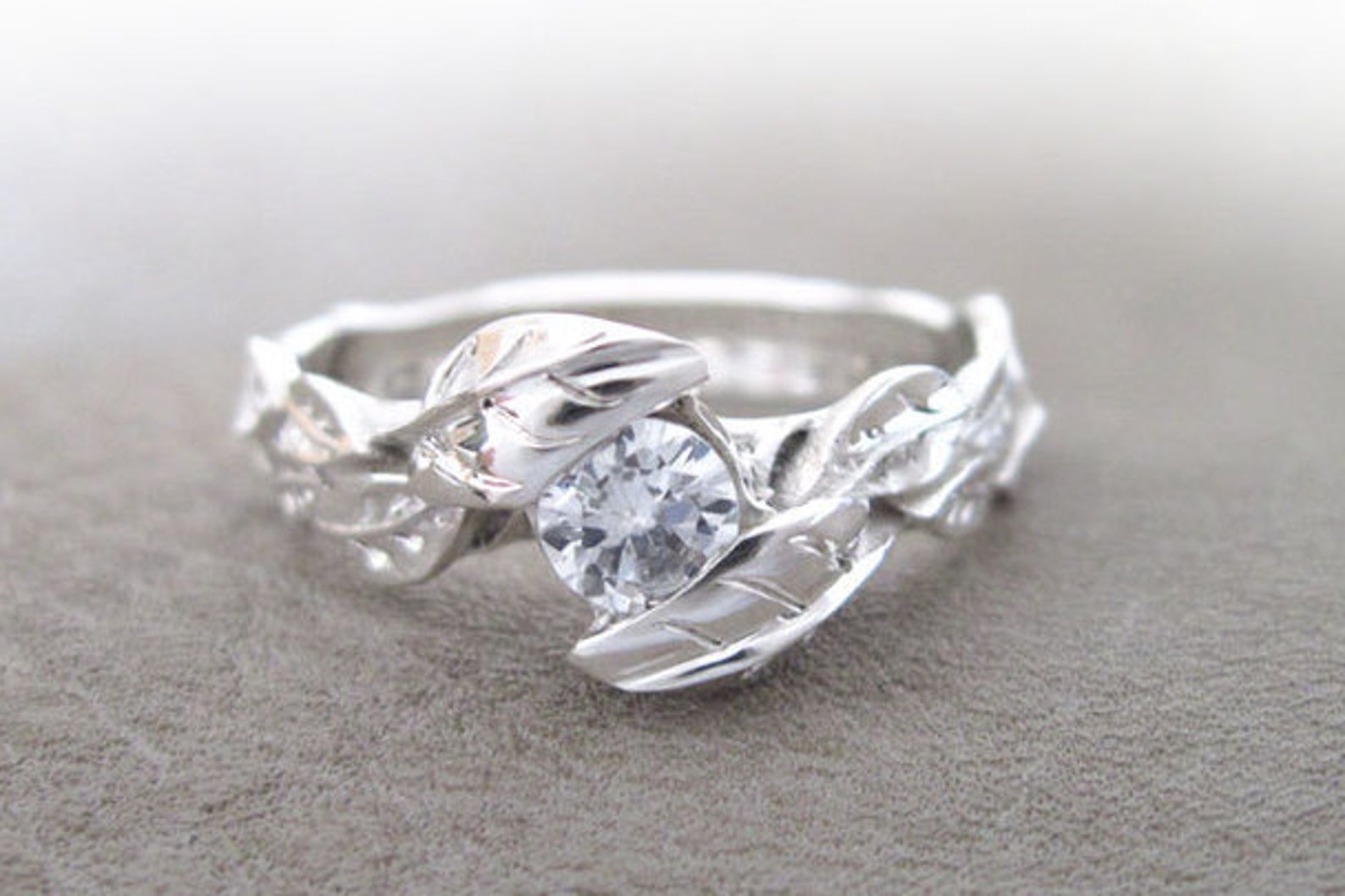 Leaf Diamond Engagement Ring Engagement Leaf Ring Leaves - Etsy