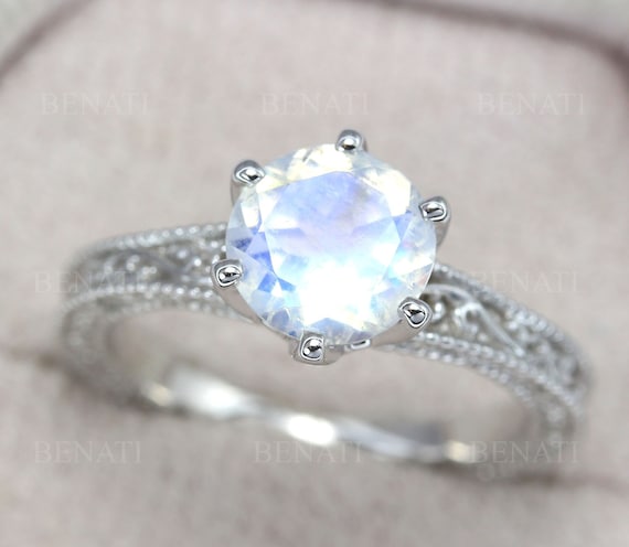 2 carat moonstone engagement cheap ring