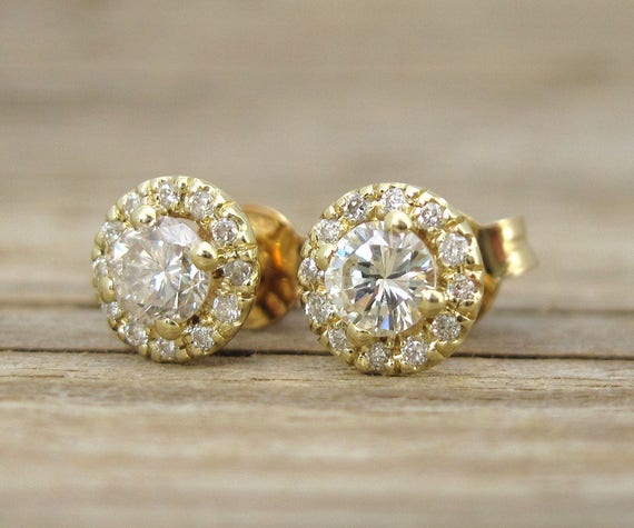 Yellow gold shop halo earrings
