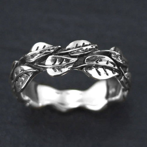 Leaves Wedding Ring in 14k White Gold Leaf Wedding Band Gold Etsy UK