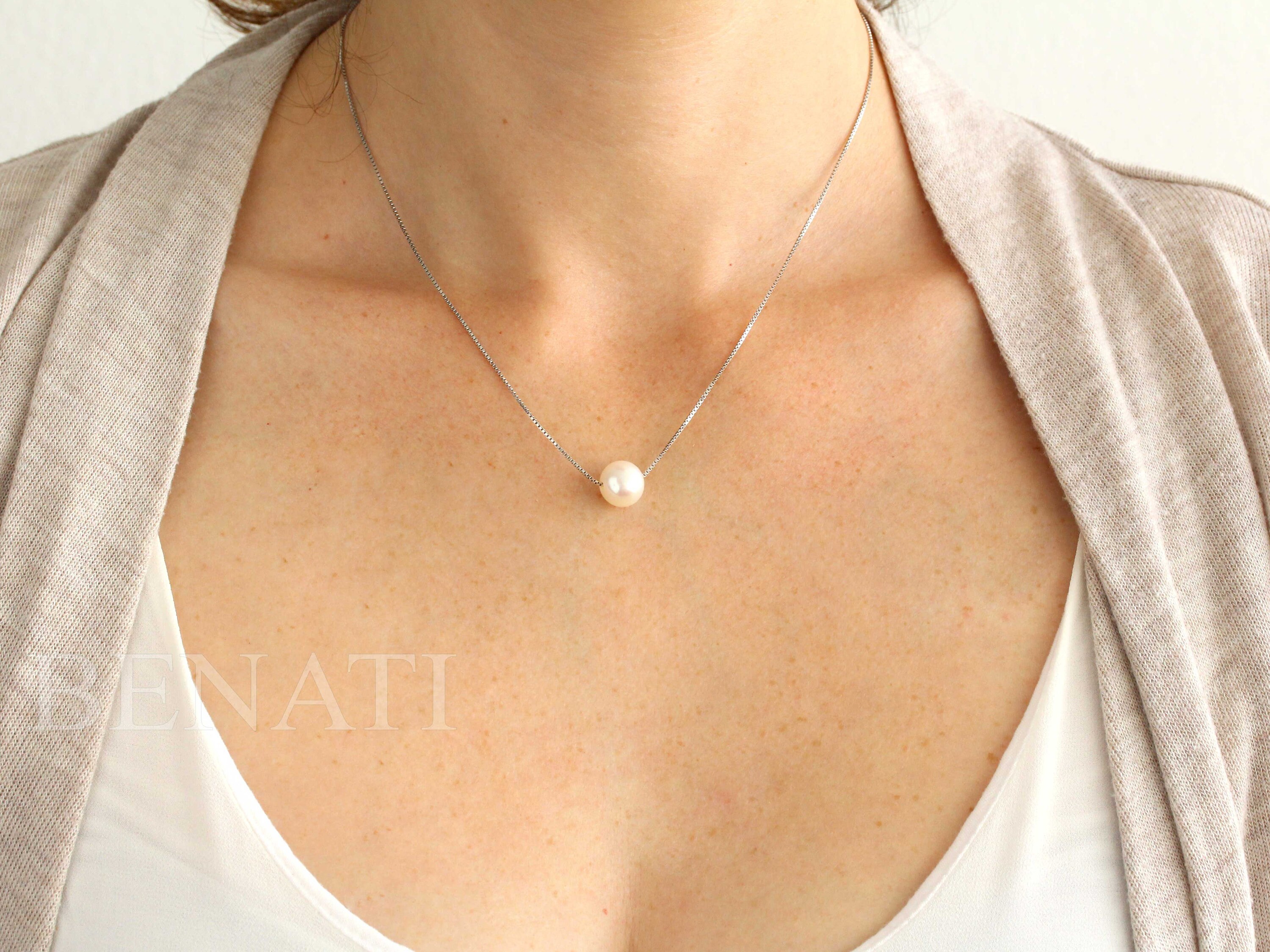 Single Pearl Gold Necklace Pearl Gold 