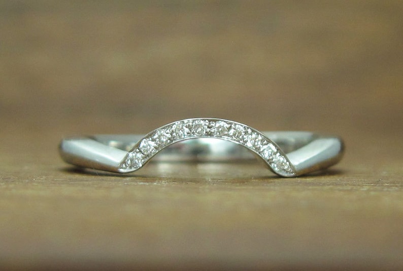 Diamond Wave Wedding Band: 14k Gold Matching Ring Set image 1