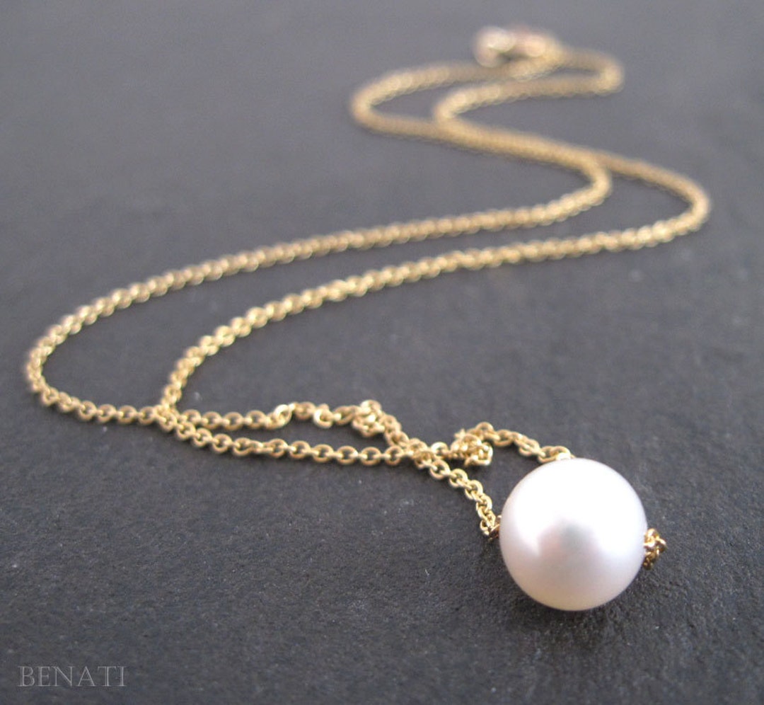 Golden South Sea Floating Pearl Necklace - Single – Water Element Creations