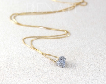 Raw Diamond 14k Gold Necklace: Elegant Uncut Diamond Pendant