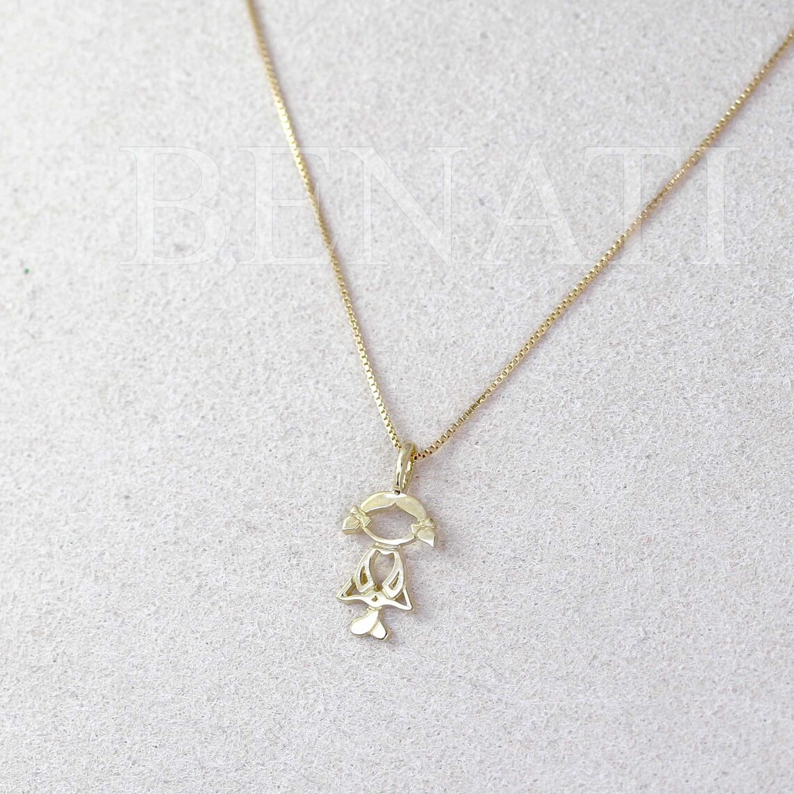 Gold Girl Pendant 14k Gold Child Pendantnew Baby Necklace Etsy