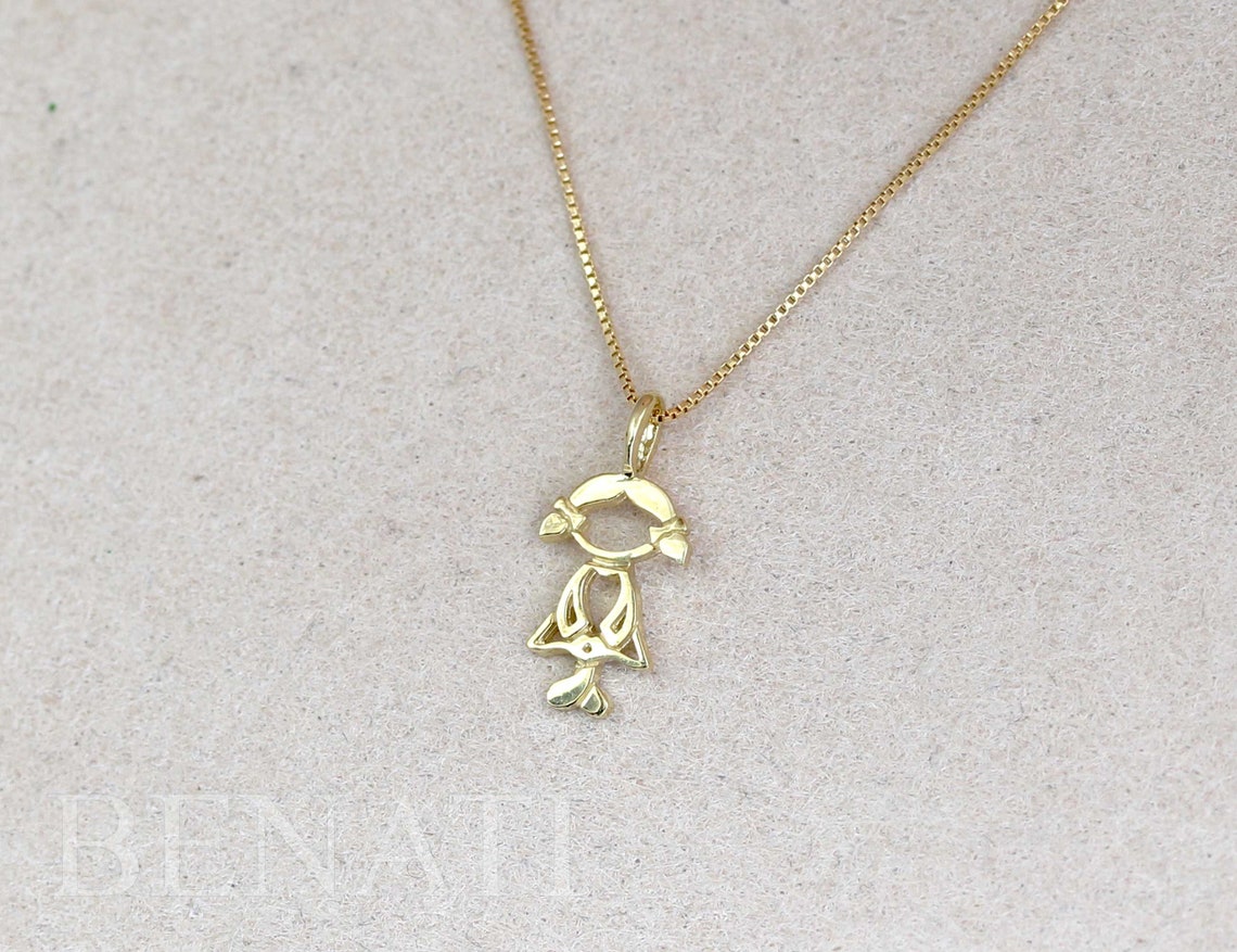 Gold Girl Pendant 14k Gold Child Pendantnew Baby Necklace - Etsy