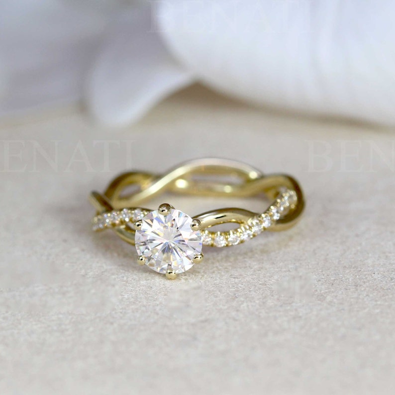 Diamond Infinity Love Engagement Ring, Infinity Engagement Ring, Braided Rope Diamond Engagement Ring, Infinity Yellow Gold Engagement Ring image 4