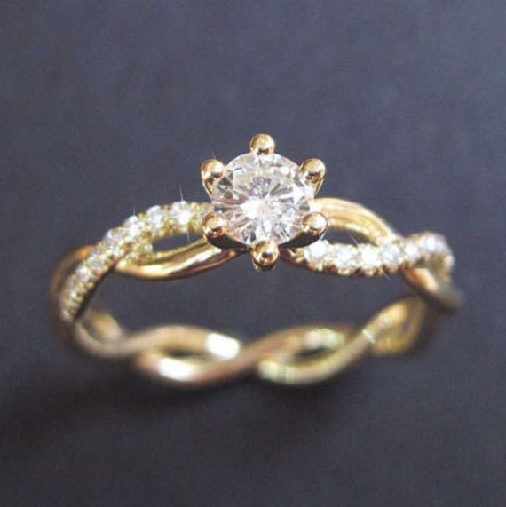 Anillo de compromiso de amor infinito de diamantes anillo de compromiso infinito anillo de compromiso de diamantes de cuerda trenzada anillo de compromiso de oro amarillo infinito Etsy Espana