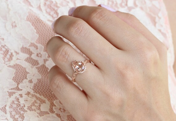pear morganite engagement ring carat
