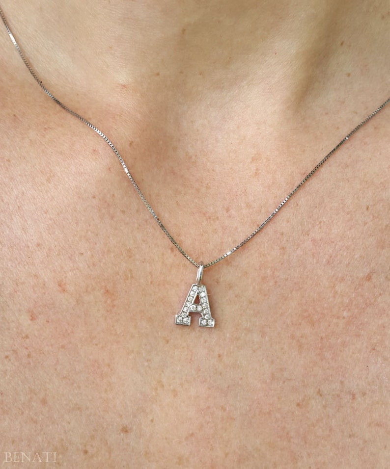 Diamond Letter Necklace Gold Capital Letter With Diamonds Etsy