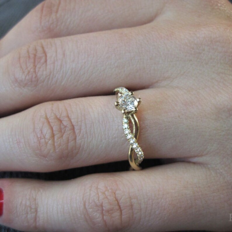Diamond Infinity Love Engagement Ring, Infinity Engagement Ring, Braided Rope Diamond Engagement Ring, Infinity Yellow Gold Engagement Ring image 8