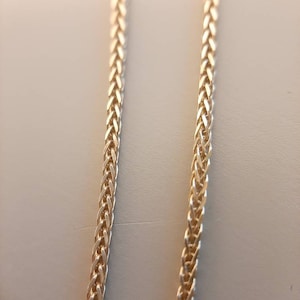 14k Solid Gold Spiga Chain, Wheat Chain Necklace In Solid 14k Gold, Womens chain, Mens Chain, 16.5&quot; And 17.75&quot; Length, 0.80 mm Wide