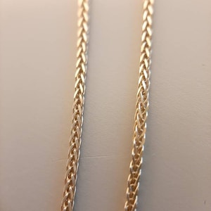 14k Solid Gold Spiga Chain, Wheat Chain Necklace In Solid 14k Gold, Womens chain, Mens Chain, 16.5" And 17.75" Length, 0.80 mm Wide