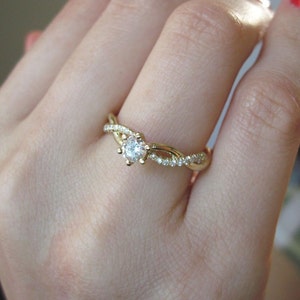 Diamond Infinity Love Engagement Ring, Infinity Engagement Ring, Braided Rope Diamond Engagement Ring, Infinity Yellow Gold Engagement Ring image 6