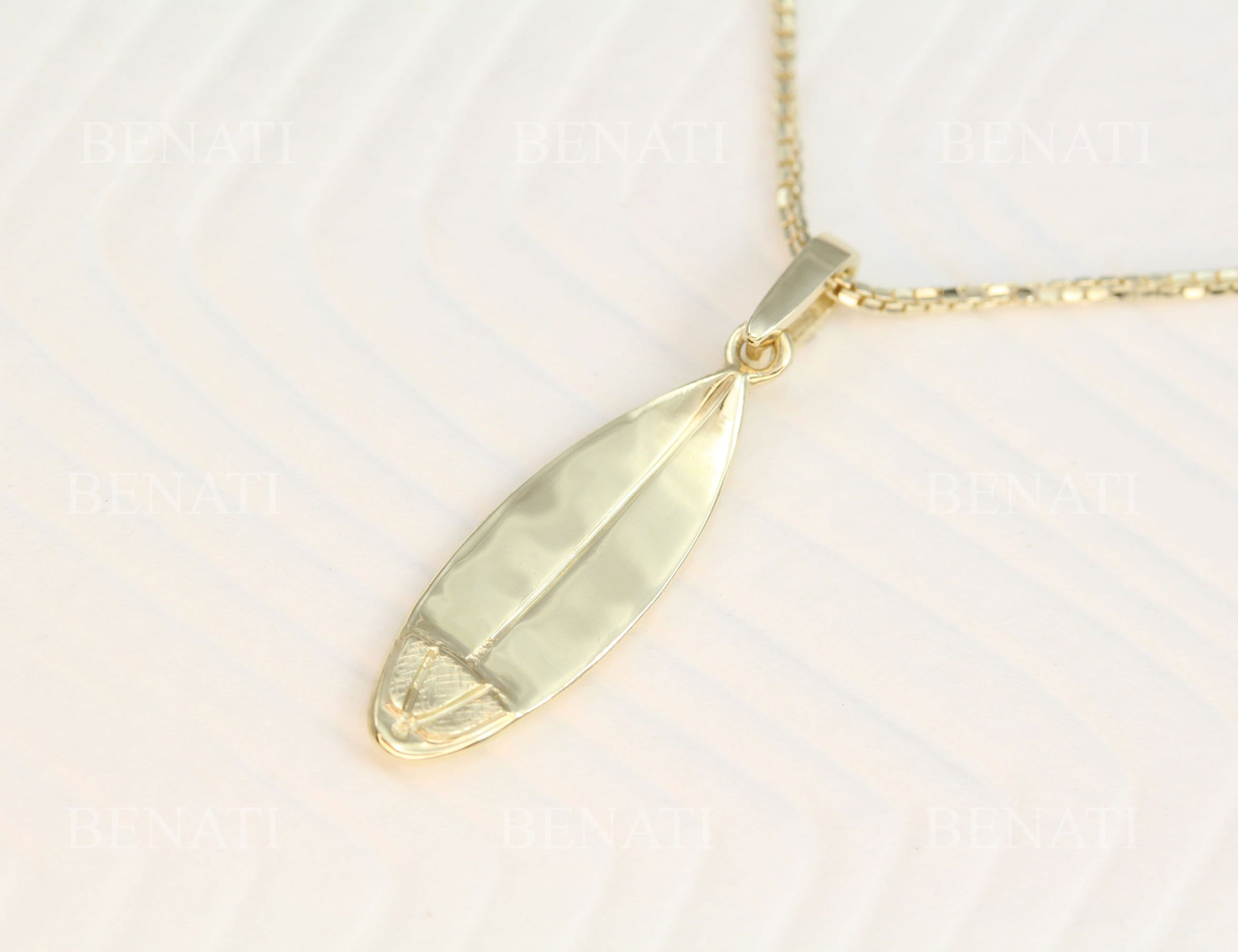 ★VINTAGE HOLLYWOOD★ Simple Surfing Board Necklace Surfboard Necklace SMALL Silver Surfboard Jewelry